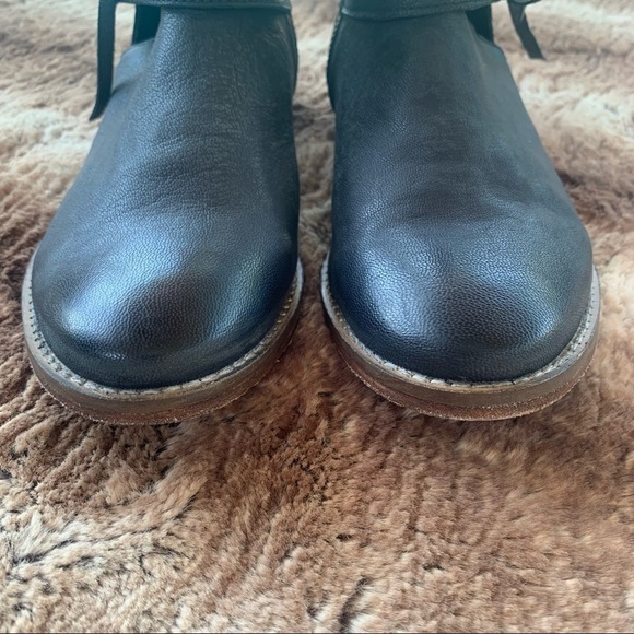 Free People Studio City Wraparound Leather Bootie Distressed Black - Picture 6 of 15